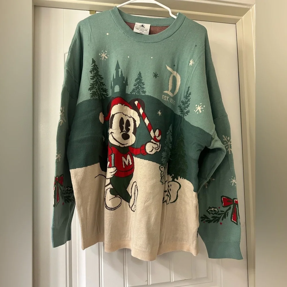 Disney Parks Holiday Mickey Mouse Spirit Jersey Sweater NWOT - Picture 2 of 5